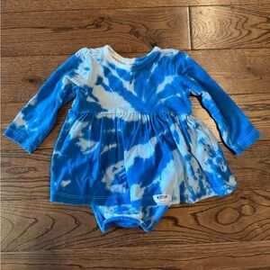 Worthy Threads Baby’s & Little Girl’s Tie -Dye Dress. 6-12 months. Blue White.